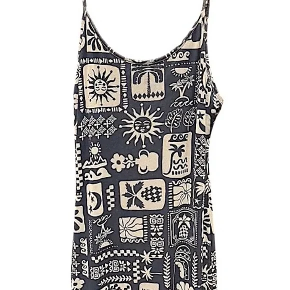 See You Monday Black and Cream Maxi Dress LARGE pit to pit 15in length 52in - Picture 4 of 7